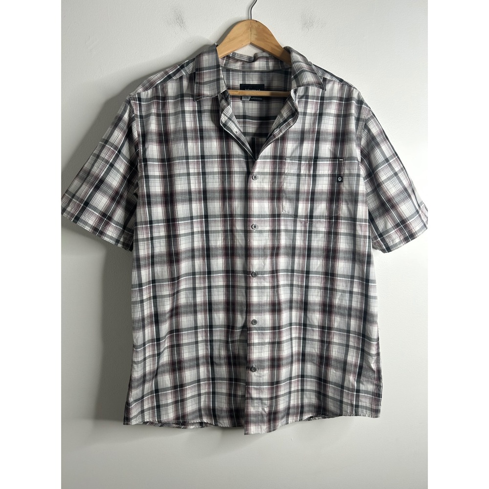 Marmot Mens Plaid‎ Short Sleeve Button Up Shirt L/G Outdoor Camping Work Casual